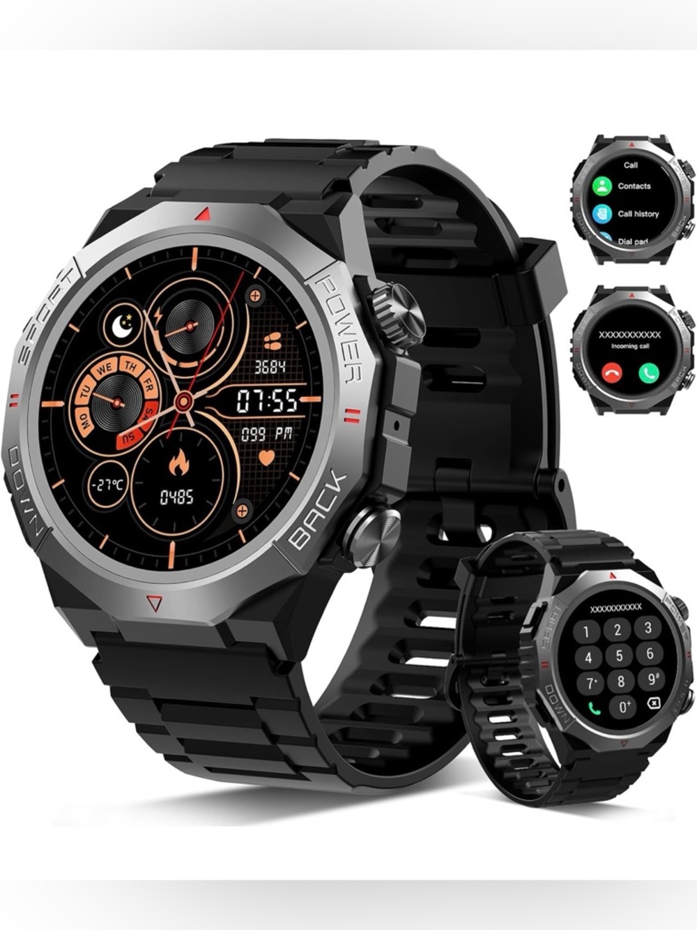 Military Smart Watch for Men Answer/Make Calls 1.39"HD for Android iOS